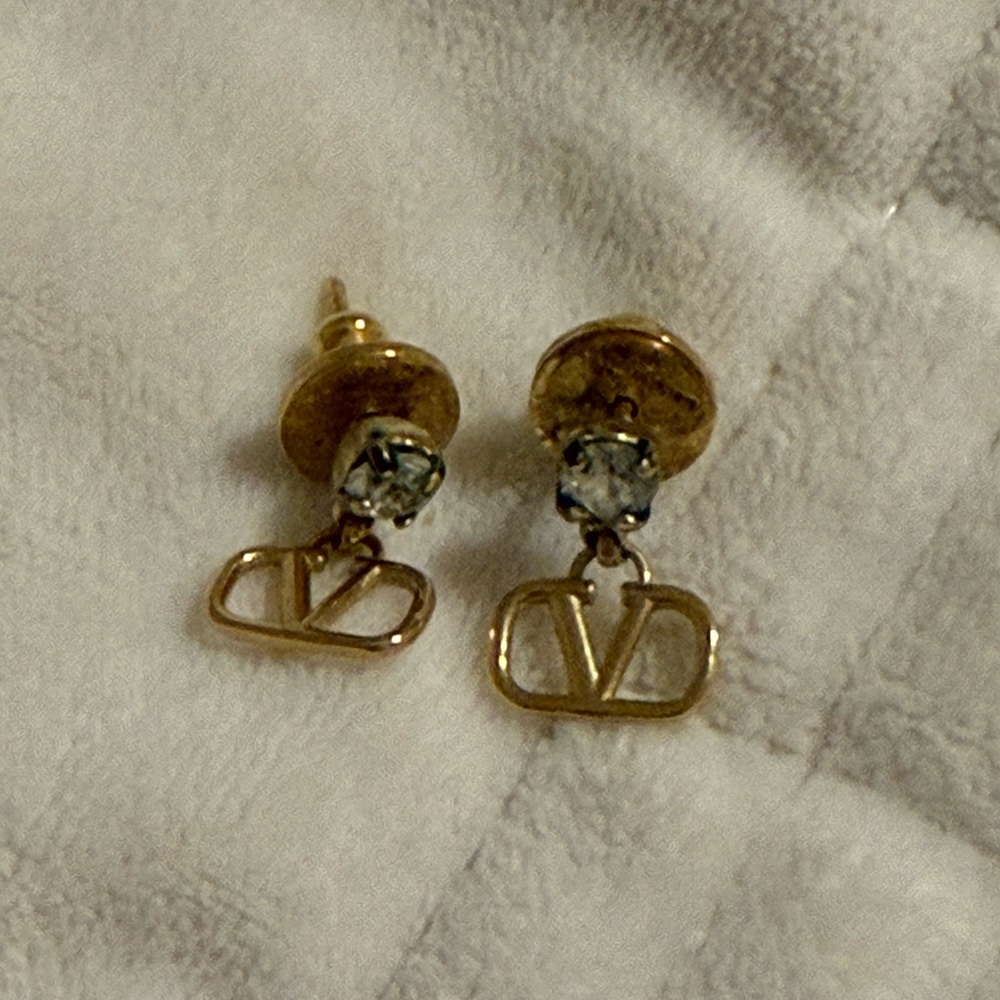 Valentino Gold Tone Earrings with Box and Dustbag